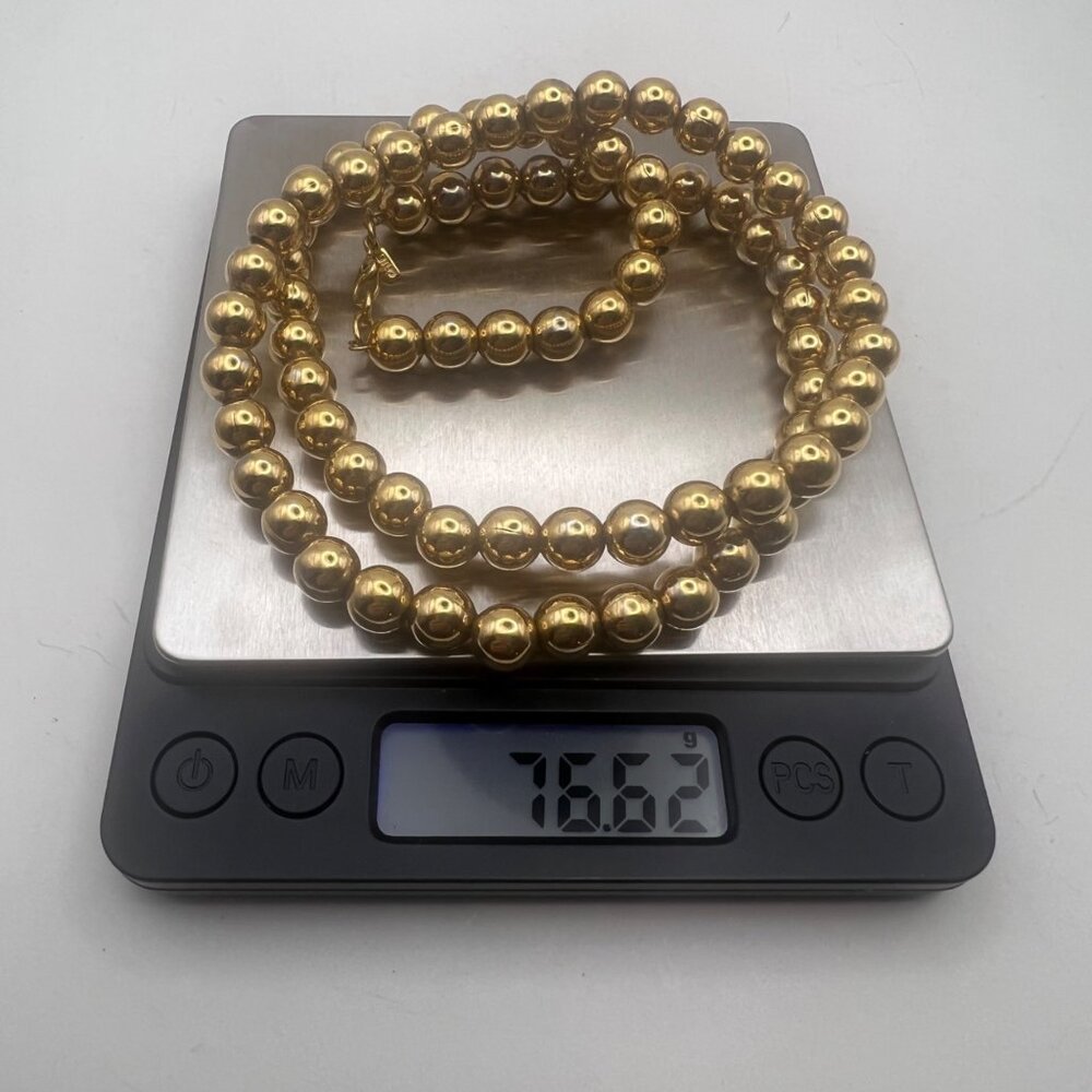 Monet 24" Gold-Tone Beaded Necklace Sister Lobster Clasp Classic Layering Signed - Picture 5 of 8